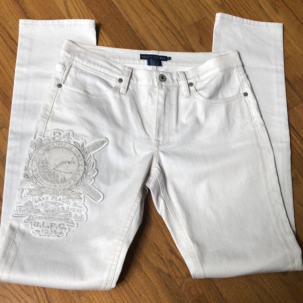 WINTER WHITE DESIGNER JEANS 30 | Ralph Lauren Blue Label Cream Jean 30